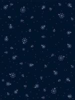 Various snowflakes on dark blue color, winter background vector illustration