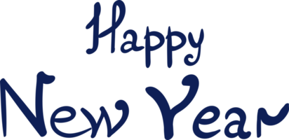 Happy New Year text for greeting card lettering. Holiday design on transparent background. png