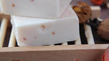 Macro shot of scented soap bars video