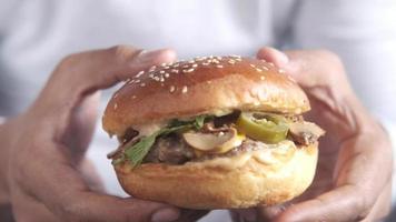 A hamburger close up video