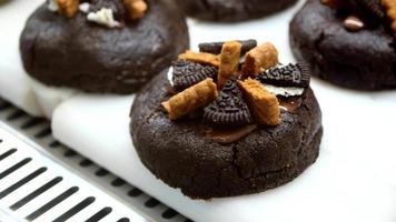 Chocolate cookies with cookie crumble topping video