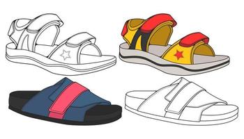 strap sandals drawing vector, strap sandals style, vector Illustration. with background