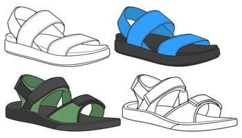 strap sandals drawing vector, strap sandals style, vector Illustration. with background