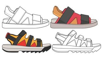 strap sandals drawing vector, strap sandals style, vector Illustration. with background