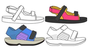 strap sandals drawing vector, strap sandals style, vector Illustration. with background