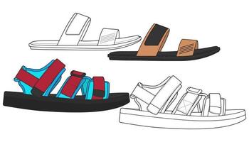 strap sandals drawing vector, strap sandals style, vector Illustration. with background