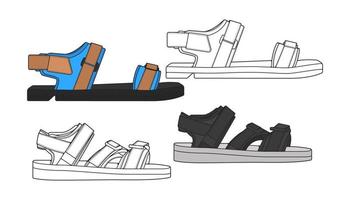 strap sandals drawing vector, strap sandals style, vector Illustration. with background