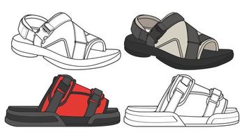 strap sandals drawing vector, strap sandals style, vector Illustration. with background