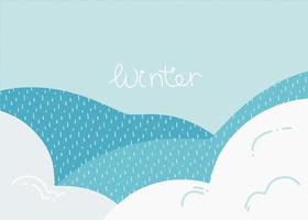 Beautiful abstract banner with a colorful winter landscape. Abstract nature background with snowdrifts. Modern geometric vector poster template.