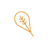 eps10 icono de arte de línea de hoja de espinaca única vector naranja aislado sobre fondo blanco. símbolo de contorno de hoja fresca en un estilo moderno y plano simple para el diseño de su sitio web, logotipo y aplicación móvil