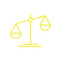 eps10 vector amarillo ley escala o ética línea abstracta icono de arte aislado sobre fondo blanco. símbolo de esquema de justicia en un estilo moderno y sencillo para el diseño de su sitio web, logotipo y aplicación móvil