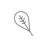 eps10 grey vector single spinach leaf line art icon isolated on white background. fresh leaf outline symbol in a simple flat trendy modern style for your website design, logo, and mobile app