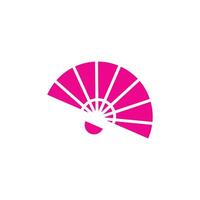 eps10 pink vector handheld or Chinese fan solid icon isolated on white background. folding tessen souvenir symbol in a simple flat trendy modern style for your website design, logo, and mobile app