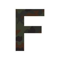 English alphabet letter F, khaki style isolated on white background - Vector