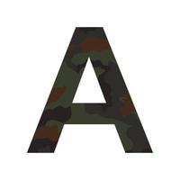 English alphabet letter A, khaki style isolated on white background - Vector