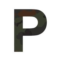 English alphabet letter P, khaki style isolated on white background - Vector