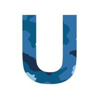 English alphabet letter U, khaki style isolated on white background - Vector