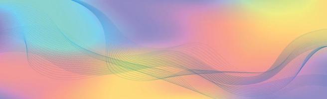 Panoramic colorful abstract stylish multi background with wavy lines - Vector