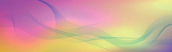 Panoramic colorful abstract stylish multi background with wavy lines - Vector