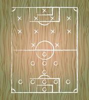 Chalkboard background with drawn official football markings on light wooden board - Vector