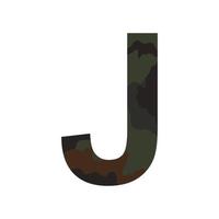 English alphabet letter J, khaki style isolated on white background - Vector