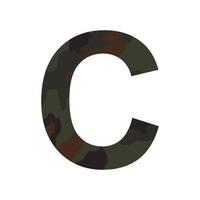 English alphabet letter C, khaki style isolated on white background - Vector