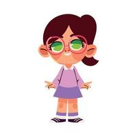 little girl wearing glasses vector