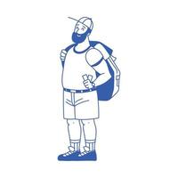 traveler man with backpack vector