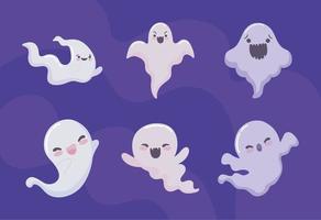 set of cute ghosts vector