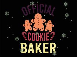 Official Cookie Baker 03 Merry Christmas and Happy Holidays Typography set vector