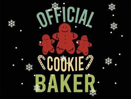 Official Cookie Baker 04 Merry Christmas and Happy Holidays Typography set vector