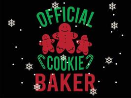 Official Cookie Baker 01 Merry Christmas and Happy Holidays Typography set vector