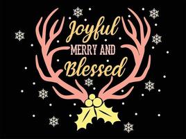 Joyful Merry and Blessed 05 Merry Christmas and Happy Holidays Typography set vector