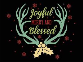 Joyful Merry and Blessed 04 Merry Christmas and Happy Holidays Typography set vector