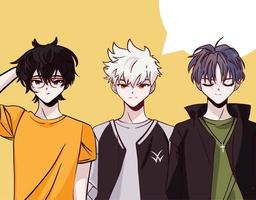 anime teenagers men vector