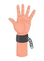 raised hand with chain, human rights vector