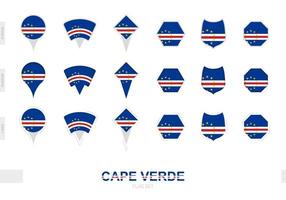 colección de la bandera de cabo verde en diferentes formas y con tres efectos diferentes. vector