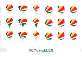 Collection of the Seychelles flag in different shapes and with three different effects. vector