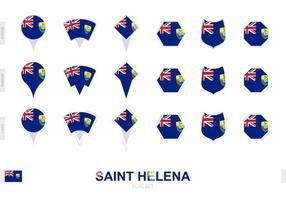 Collection of the Saint Helena flag in different shapes and with three different effects. vector