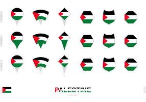 Collection of the Palestine flag in different shapes and with three different effects. vector