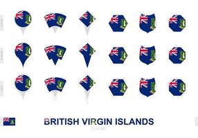 Collection of the British Virgin Islands flag in different shapes and with three different effects. vector