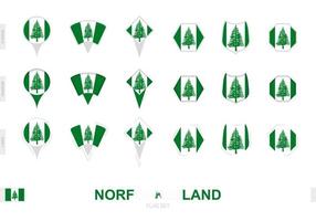 Collection of the Norfolk Island flag in different shapes and with three different effects. vector