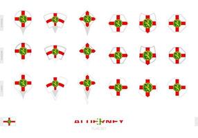 colección de la bandera de alderney en diferentes formas y con tres efectos diferentes. vector