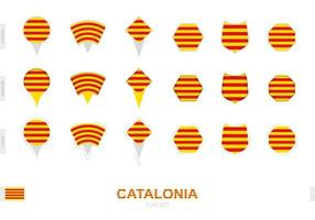 Collection of the Catalonia flag in different shapes and with three different effects. vector