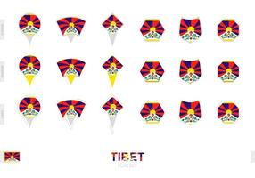 Collection of the Tibet flag in different shapes and with three different effects. vector