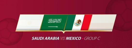 ilustración de partido de fútbol de arabia saudita - méxico en el grupo a. vector