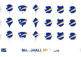 Collection of the Marshall Islands flag in different shapes and with three different effects. vector