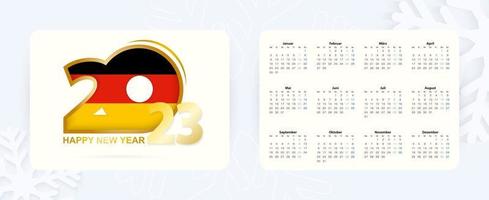 Horizontal Pocket Calendar 2023 in German language. New Year 2023 icon with flag of Germany. vector