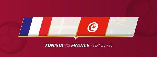 Tunisia - France football match illustration in group A. vector