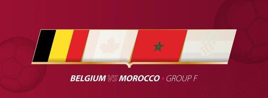 Belgium - Morocco football match illustration in group A. vector